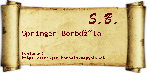Springer Borbála névjegykártya